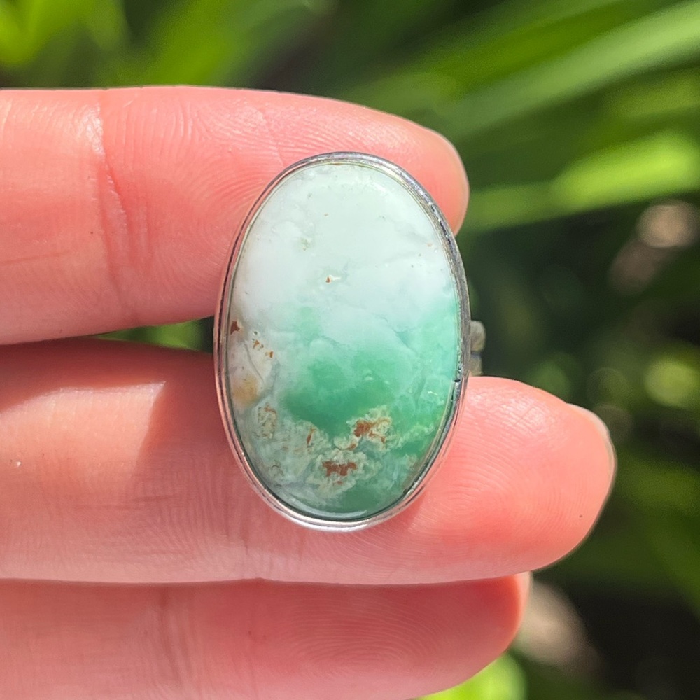 SIZE‎ 6.5 925 silver plated larimar ring 0137